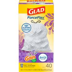Glad ForceFlex Tall Kitchen Drawstring Trash Bags Febreze Lavender 40pcs 13gal