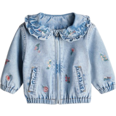 Blommiga Jackor Barnkläder H&M Embroidery Detail Denim Jacket - Light Denim Blue/Flowers (1276084001)
