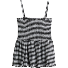 Vita Blusar & Tunikor Barnkläder H&M Waffle Strap Top - Black/Checkered (1284902001)