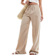 Women Trousers Cotton On Drawstring Straight Leg Trousers - Mid Taupe
