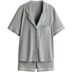 Elastan/Lycra/Spandex Pyjamasser H&M Pyjama Shirt And Shorts - Grey/Green