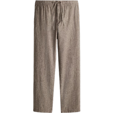 Herre - Hørbukser H&M Regular Fit Linen Blend Trousers - Dark Beige