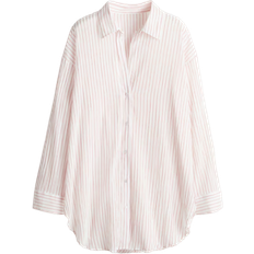 H&M Long Cotton Shirt - White/Red striped