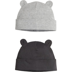 H&M Baby 2er-Pack Gerippte Beanies mit Ohren Grau 74/80 6-12M