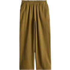 Grøn - Hørbukser H&M Paper Bag Trousers - Khaki Green