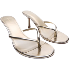 PrettyLittleThing Thong Mid Heeled Mules - Gold