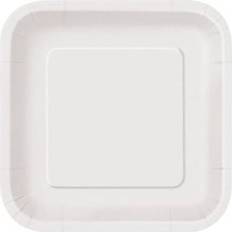 White Disposable Plates Unique party heavy duty square paper plates white 7-inch 16pk 31053