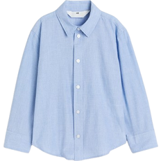 H&M Jungen Baumwollhemd mit Langarm Blau