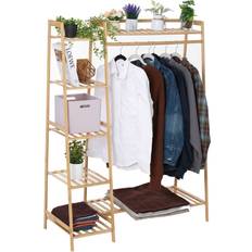 Neo Natural Bamboo Garment with Storage Shelf Clothes Rack 40.5x145cm