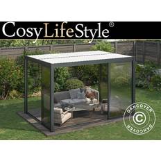 Dancover Bioklimatisk Pergola Pavillon San Pablo med Skydedøre - Sort/Hvid 4x4m