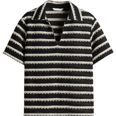 H&M Collared Knitted Top - Black/Striped