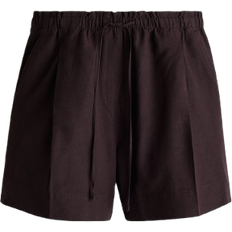 H&M Linen Blend Drawstring Shorts - Burgundy