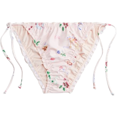 H&M Tie Tanga Bikini Bottom - Light Pink/Patterned