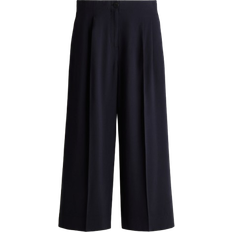 H&M Wide Ankle-Length Trousers - Navy Blue