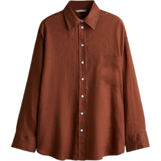 H&M Oversized Linen Shirt - Brown