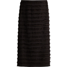 H&M Fringe Trimmed Midi Skirt - Dark Brown