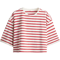 H&M Boxy T-shirt - White/Red Striped