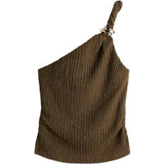 H&M One Shoulder Top - Dark Khaki Green