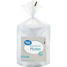 Plates, Cups & Cutlery Great Value Disposable Plates Soak Proof Foam 9" White 150pcs