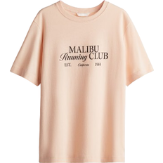 H&M Printed T-shirt - Peach Pink/Malibu Running Club