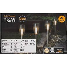 Poundland Solar Powered LED Stake Lights Pack of 4 Ground Lighting 25cm 4pcs