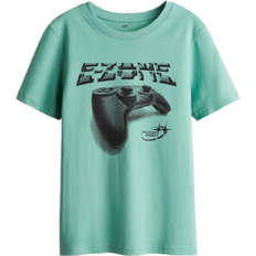 146/152 T-shirts H&M Baumwoll-T-Shirt Mit Print - Grün