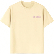 Beige Children's Clothing Shein Casual Printed Round Neck Pullover Short Sleeved T-Shirt - Summer