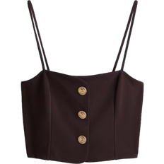 H&M Cropped Strappy Top - Dark Brown