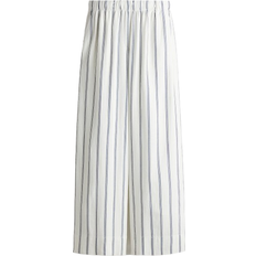 H&M Wide ;inen Blend Trousers - White/Blue Striped