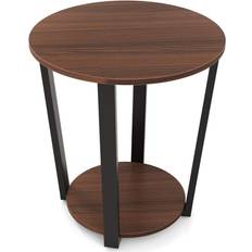 Cwy Round with Open Shelf Walnut Sengebord 50x50cm