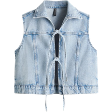 H&M Tie-Front Denim Waistcoat - Light Denim Blue