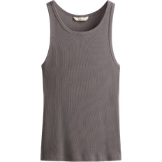 H&M Ribbed Silk Blend Vest Top - Dark Grey