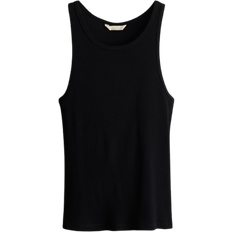 H&M Ribbed Silk Blend Vest Top - Black