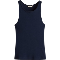 H&M Ribbed Silk Blend Vest Top - Navy Blue