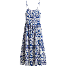 H&M Smocked Dress with Narrow Straps - Blue/White