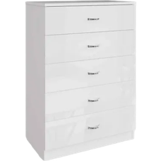 Fwstyle Modern Contemporary 5 White Gloss Chest of Drawer 70x100cm