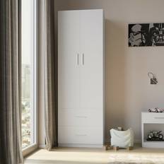 URBN Living Height White Wooden 2 Door with 2 Drawer Compact Storage 180 cm Wardrobe