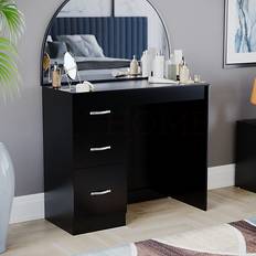 Vida designs riano dressing table Vida Designs Riano Black 3 Drawer Bedroom Vanity Dressing Table