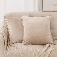 Microfiber Scatter Cushions Deconovo Set of 2 Decorative Velvet Covers 55 x 55 cm Light Taupe Cushion Cover