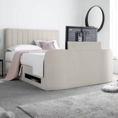 Time4Sleep Onelife Natural Velvet Upholstered TV Ottoman King Frame Bed