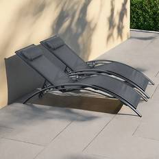 Black Sun Beds Set of 2 Bali Sun Loungers 90 x 190 x 56 cm in Black