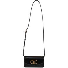 Herre Clutch tasker Valentino Garavani Sort Læder Crossbody Taske Med VLogo - Sort
