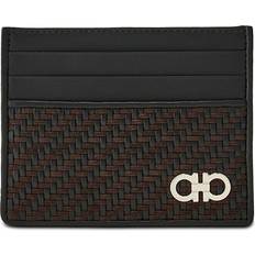 Wallets & Key Holders Ferragamo Gancio Woven Leather Card Case - Brown