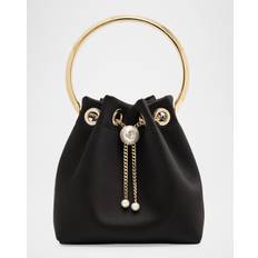 Satin Håndtasker Jimmy Choo Bon Bon Bucket Bag - Sort