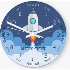 Kids' Personalised Space Shuttle Glass Wall Clock 20 cm Blue