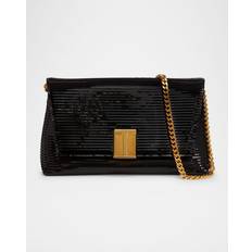 Nobile Mini Clutch Bag in Sequin-Embroidered Viscose - Black