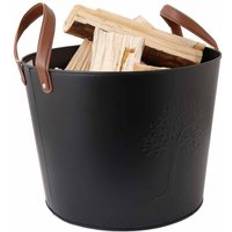 Fireplace Accessories Charles Bentley Mulberry Large Leather Handle Log Bucket Black