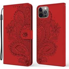 Google Pixel 9 Pro Fold Covers med kortholder Skalo iPhone 13 Pro Max Mandala Flip Cover Rød