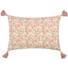 Florals Complete Decoration Pillows Paoletti Delphine Floral Tasselled Filled Cushion 40cm x 60cm Complete Decoration Pillows Pink