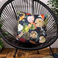 Paoletti Koi Pond Outdoor Polyester Filled Midnight Scatter Cushion Black